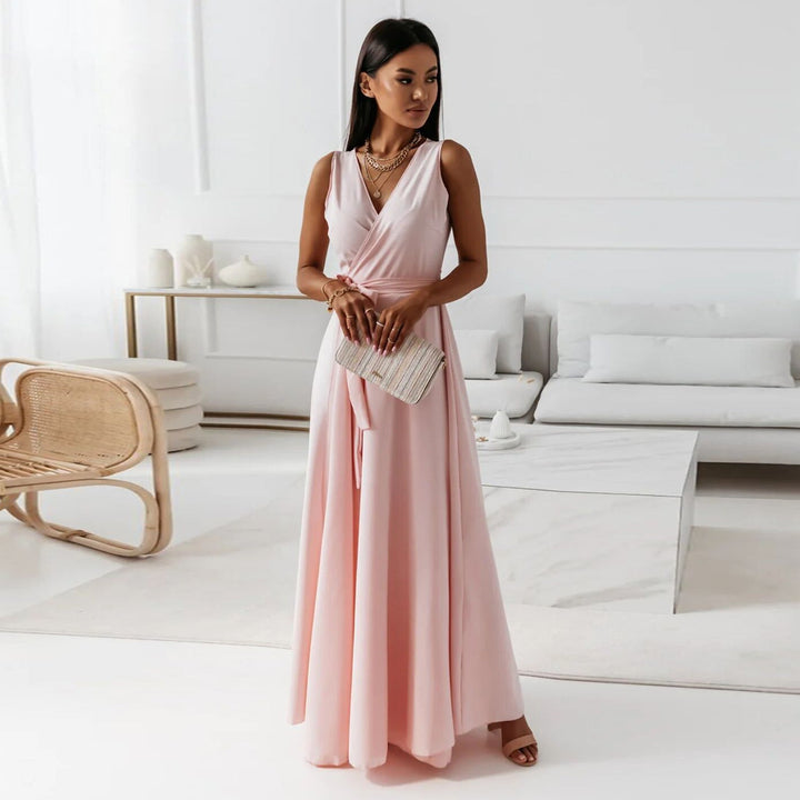 Siirala | Robe longue simple pour femme avec décolleté en V