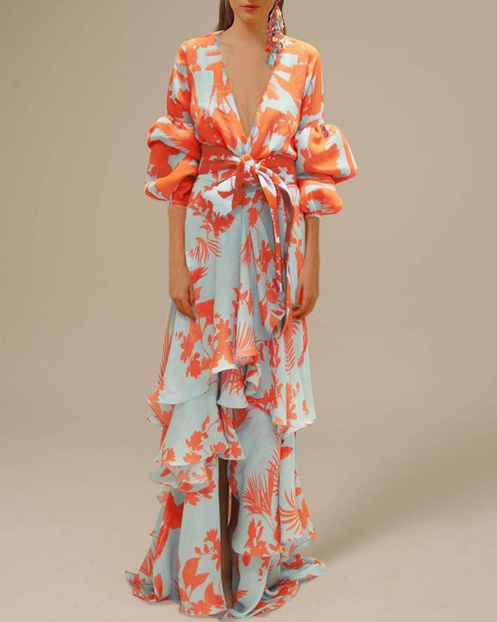 Neliala | Robe de cérémonie imprimée en mousseline de soie