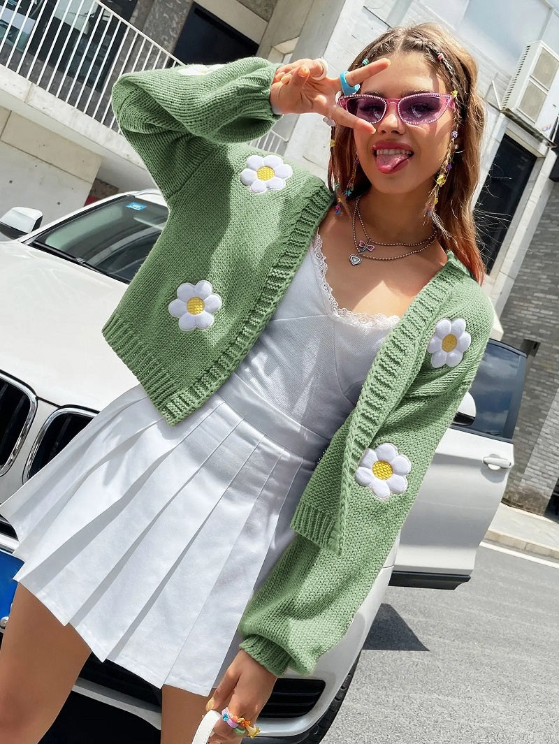 Leosiana | Cardigan en tricot fleuri pour femme