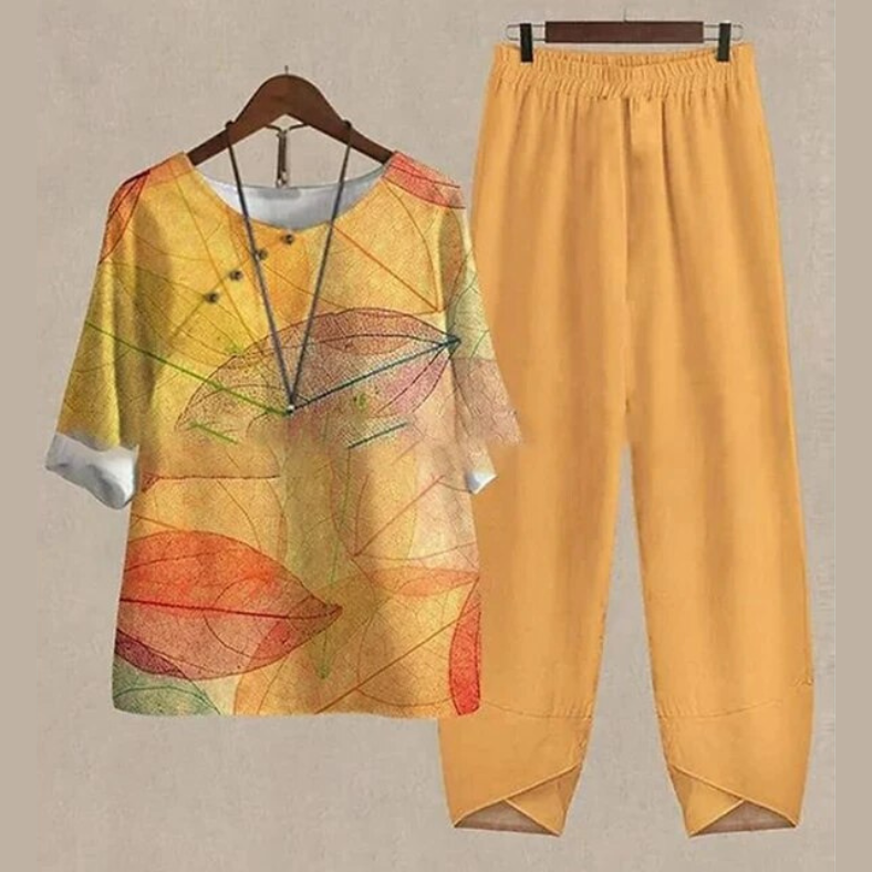 Liena | Ensemble Printemps 5/4 Manche Imprimée Femme