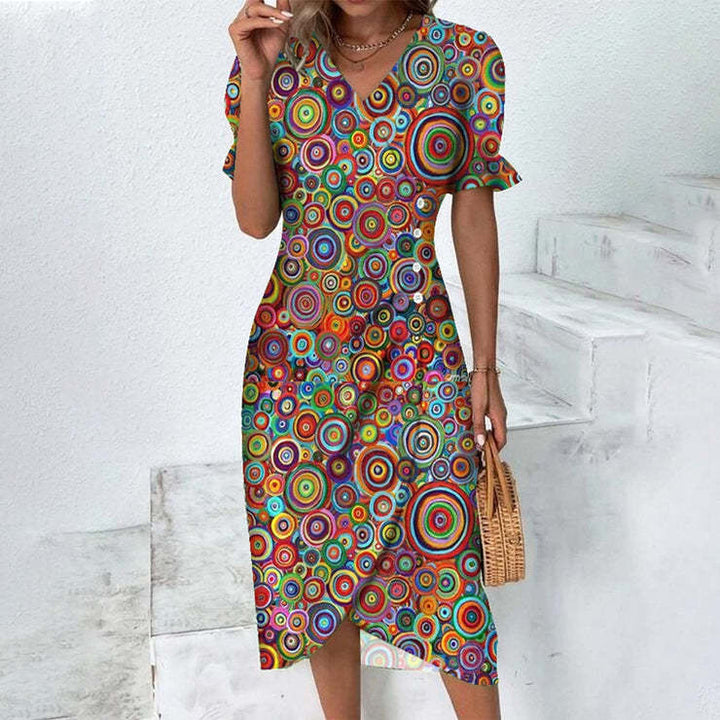 Robe d’été midi colorée pour femme avec imprimé floral multicolore et coupe légère pour l’été