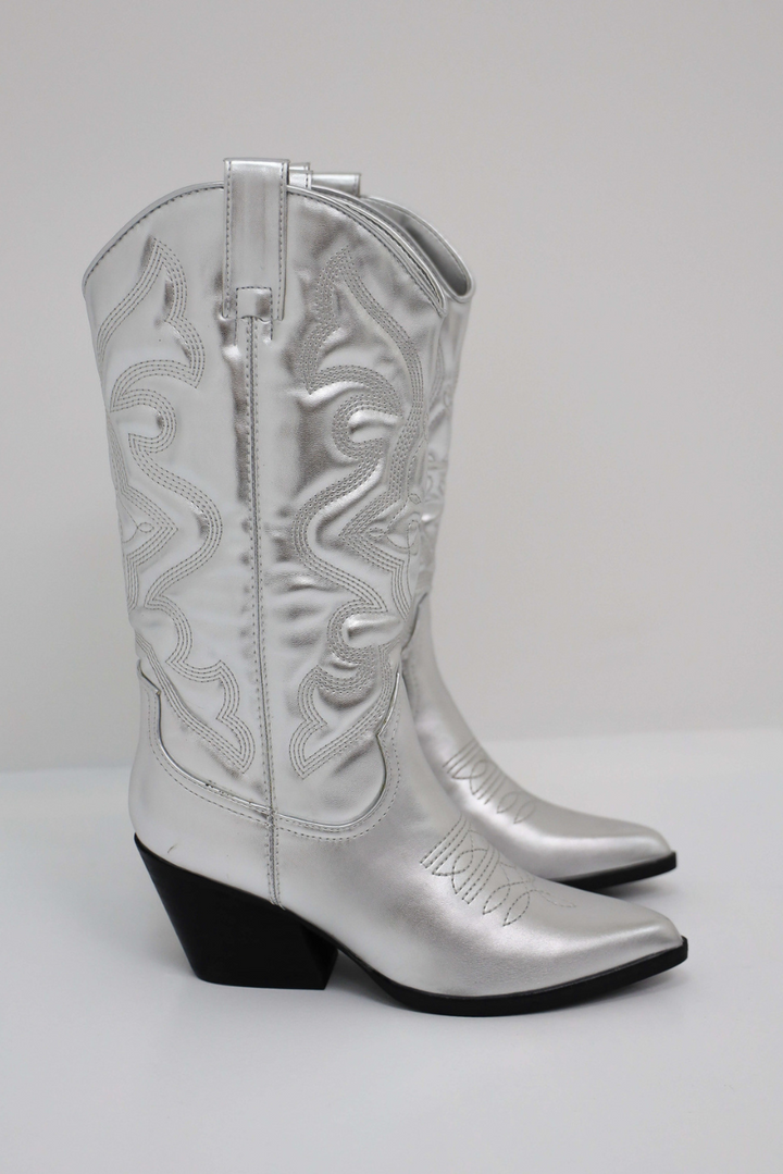 Bottes hautes argentées Rienara pour femme