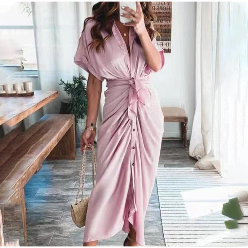 Nelia | Longue robe à boutons pour femmes