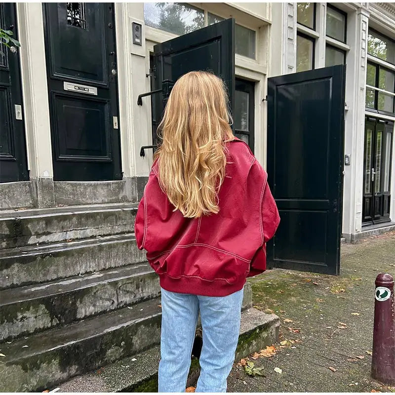 Seayana | Blouson en cuir vintage oversize pour femmes