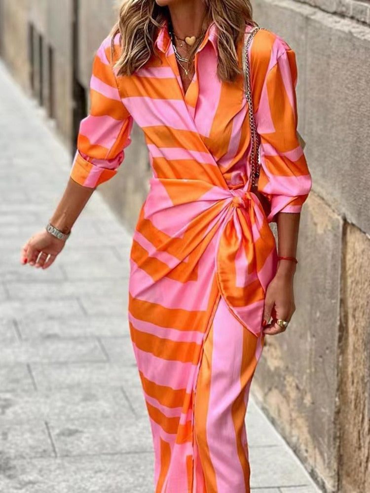 Noonnala | Robe d'été décontractée avec décolleté en V et ceinture à la taille pour femmes