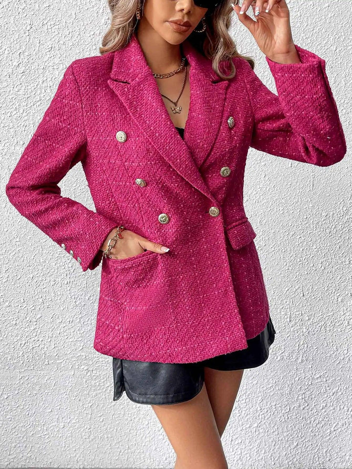 Saaynexa | Blazer Texturé à Double Boutonnage pour Femmes