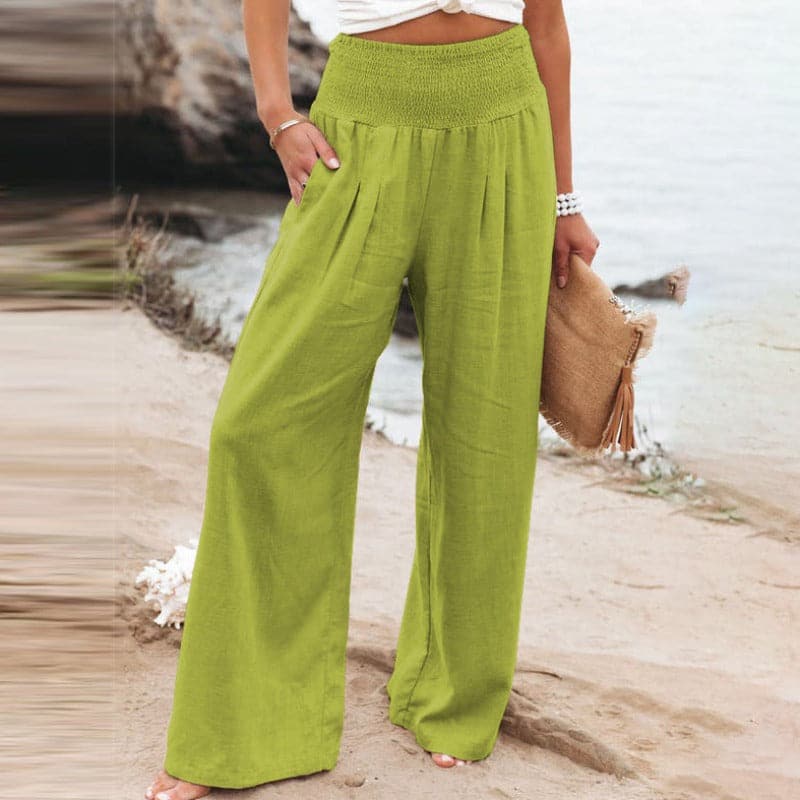 Aelleasa | Pantalon large décontracté en lin pour femmes
