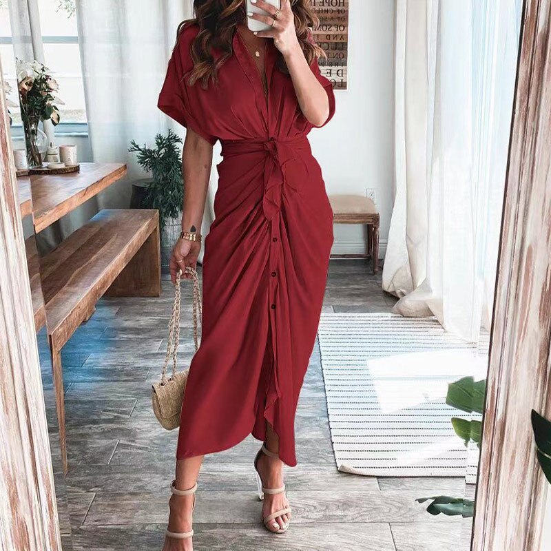 Nelia | Longue robe à boutons pour femmes