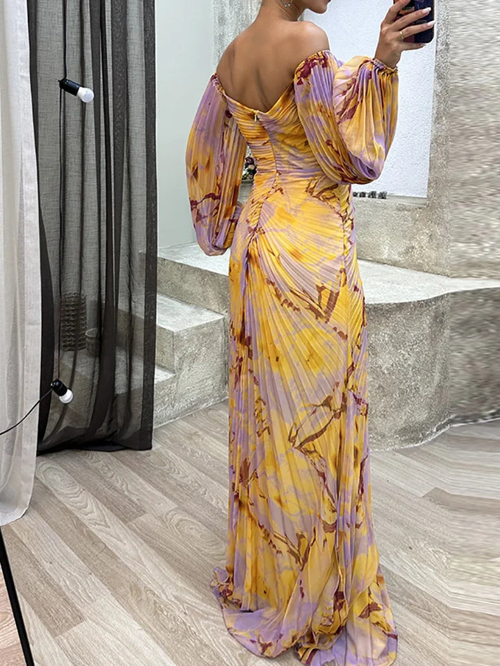 Muinasa | Robe Plissée à Manches Longues Décontractée pour Femmes
