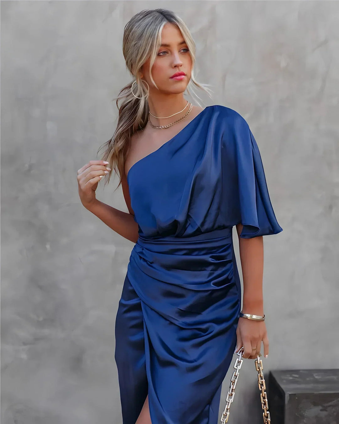 Airana midi asymétrique drapée pour femmes – Cortney