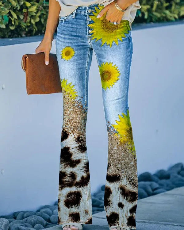 Oayama | Jeans fleuris tendance pour femmes