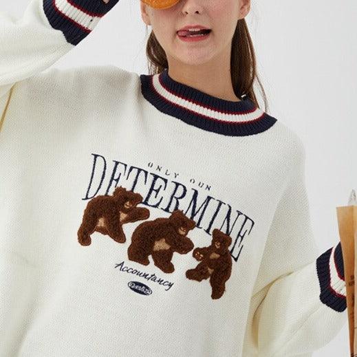 Viora | Pull en maille avec imprimé ours