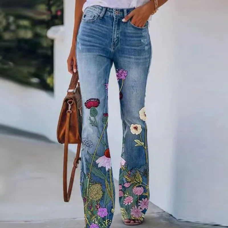 Oayama | Jeans fleuris tendance pour femmes