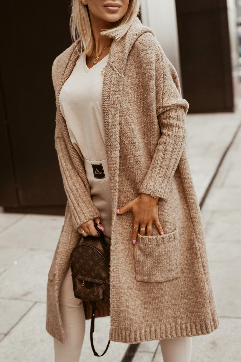 Aellexa | Cardigan long à capuche pour femme