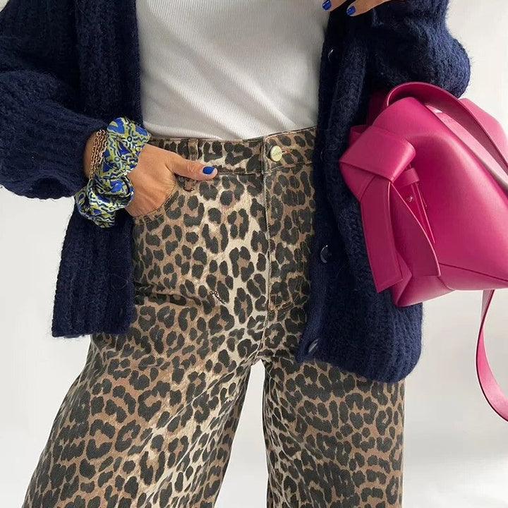 Saarara | Jeans vintage avec motif léopard