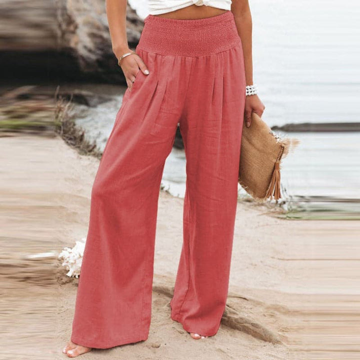 Aelleasa | Pantalon large décontracté en lin pour femmes