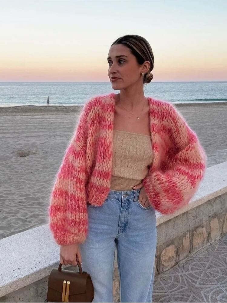 Aanara | Gilet Ouvert à Rayures pour Femmes
