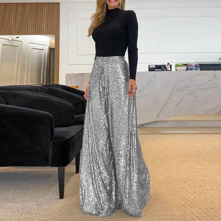 Aellela | Elégant Pantalon long brillant avec paillettes