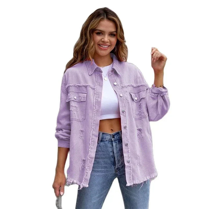 Viarara | Veste Chemise Déchirée Femme Mode Automne et Printemps