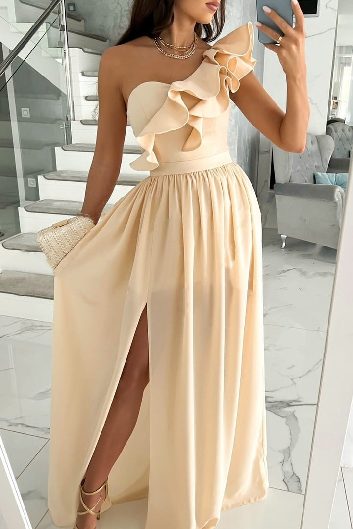 Viellena | Robe Épaule Dénudée avec Volants pour femmes