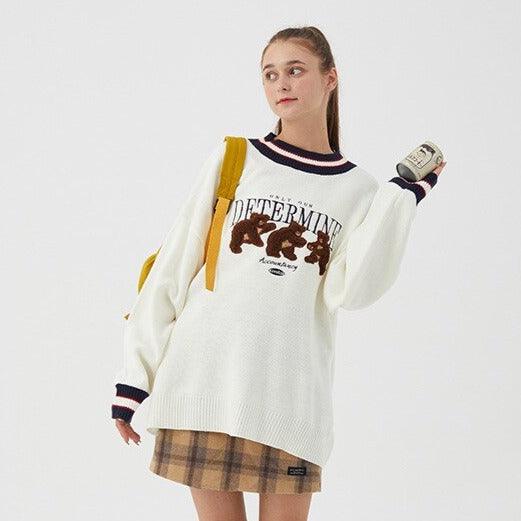 Viora | Pull en maille avec imprimé ours