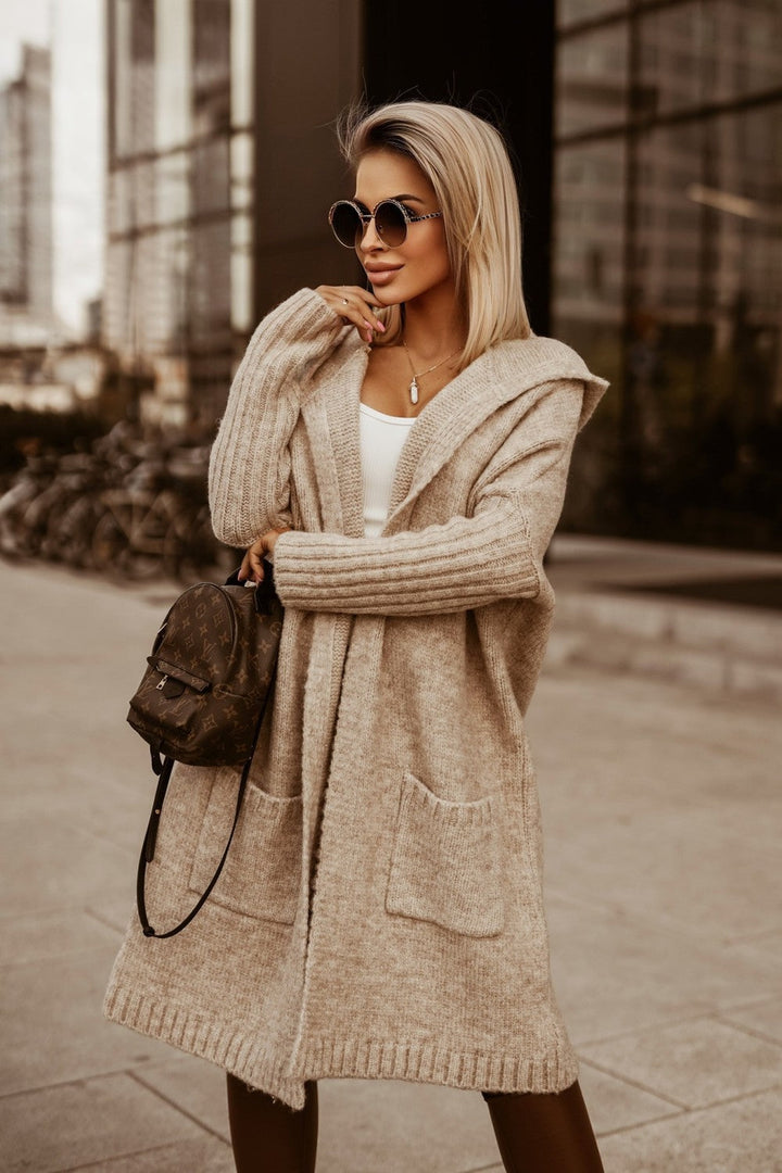 Aellexa | Cardigan long à capuche pour femme