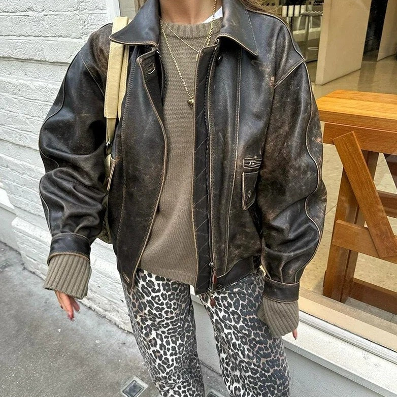 Saarara | Jeans vintage avec motif léopard