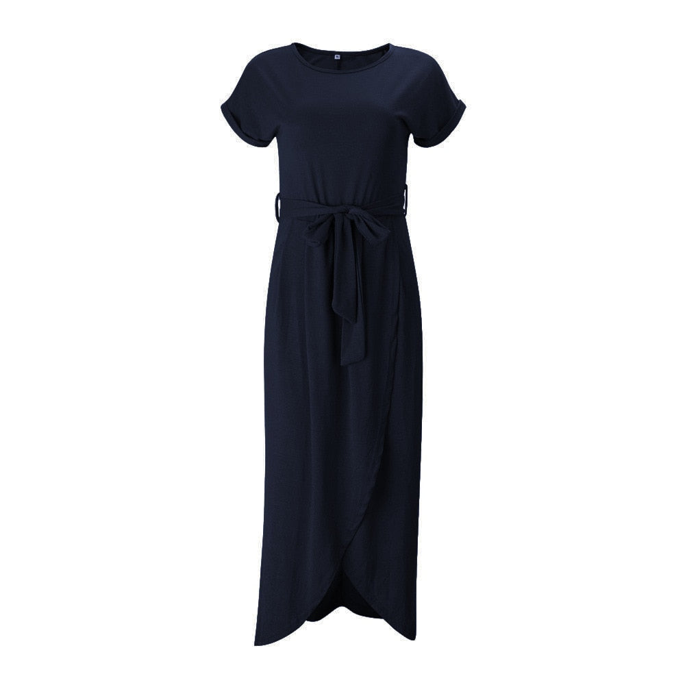 Saenama | Robe Asymétrique à Manches Courtes pour Femmes