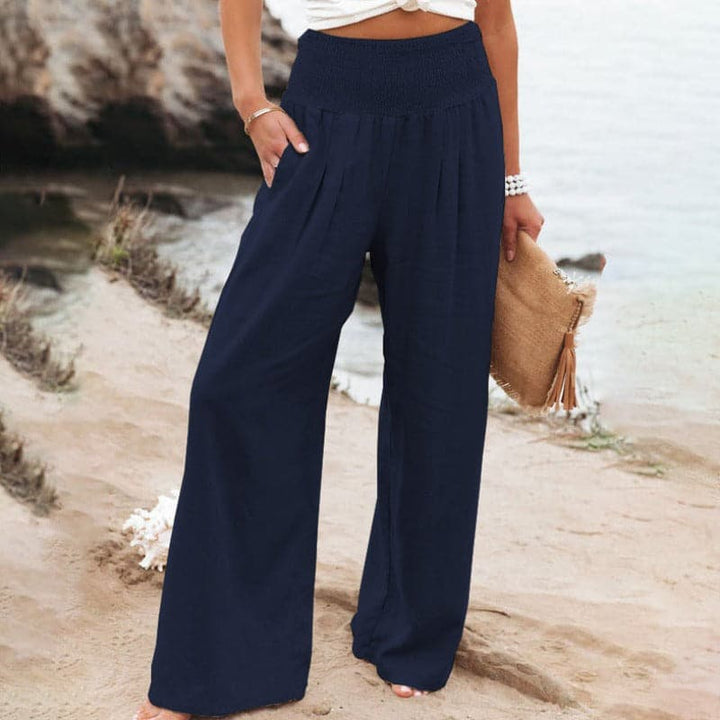 Aelleasa | Pantalon large décontracté en lin pour femmes