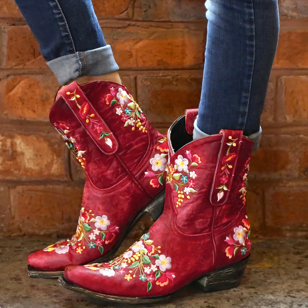 Maellena | Bottes de cowgirl vintage résistantes aux intempéries