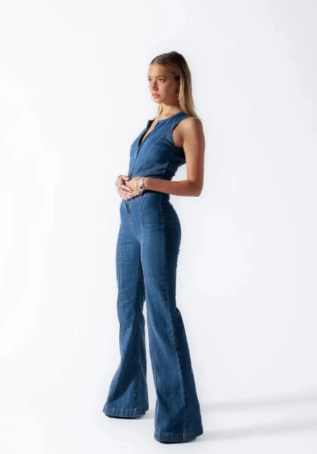 Velinela | Combinaison Taille Haute Rétro Slim Femme