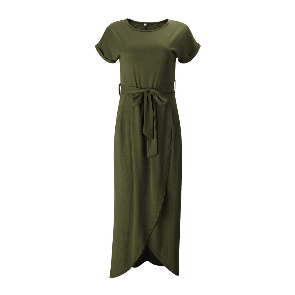 Saenama | Robe Asymétrique à Manches Courtes pour Femmes