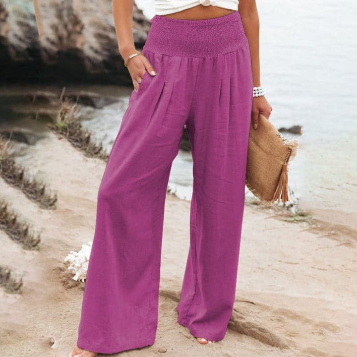 Aelleasa | Pantalon large décontracté en lin pour femmes