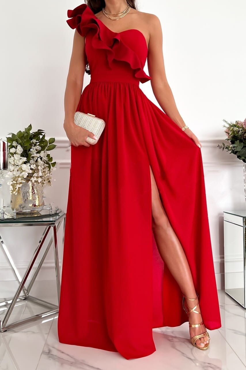 Viellena | Robe Épaule Dénudée avec Volants pour femmes