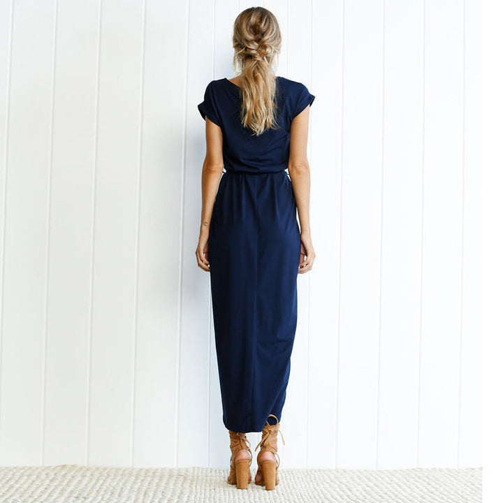 Saenama | Robe Asymétrique à Manches Courtes pour Femmes
