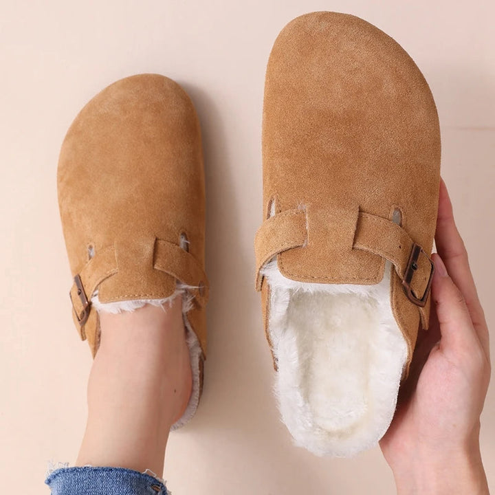 Seinara mules élégantes pour femmes en brun, vue du dessus mettant en valeur la forme
