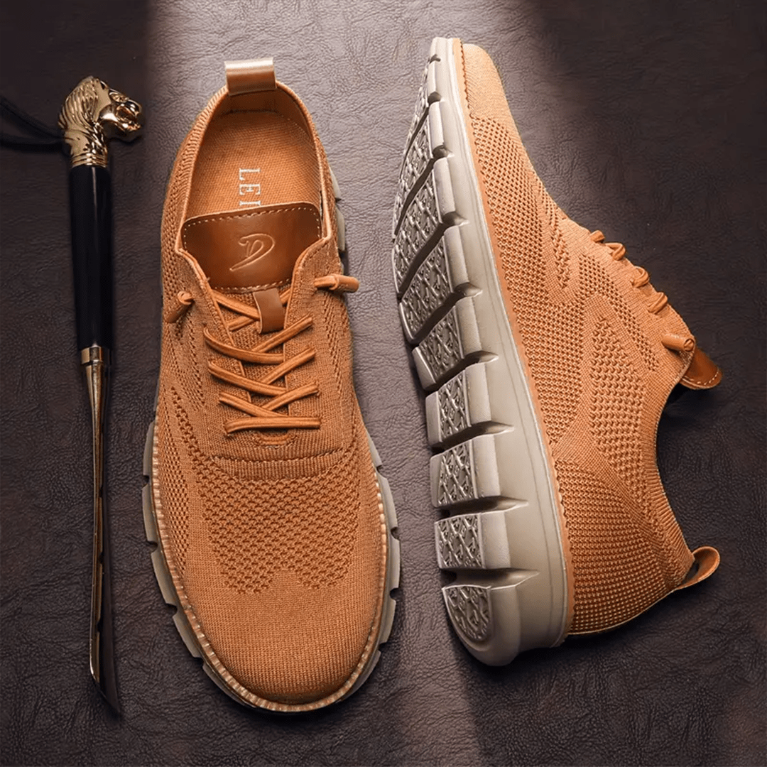 Baskets karamel pour homme avec tige légère, lacets assortis et semelle flexible confortable
