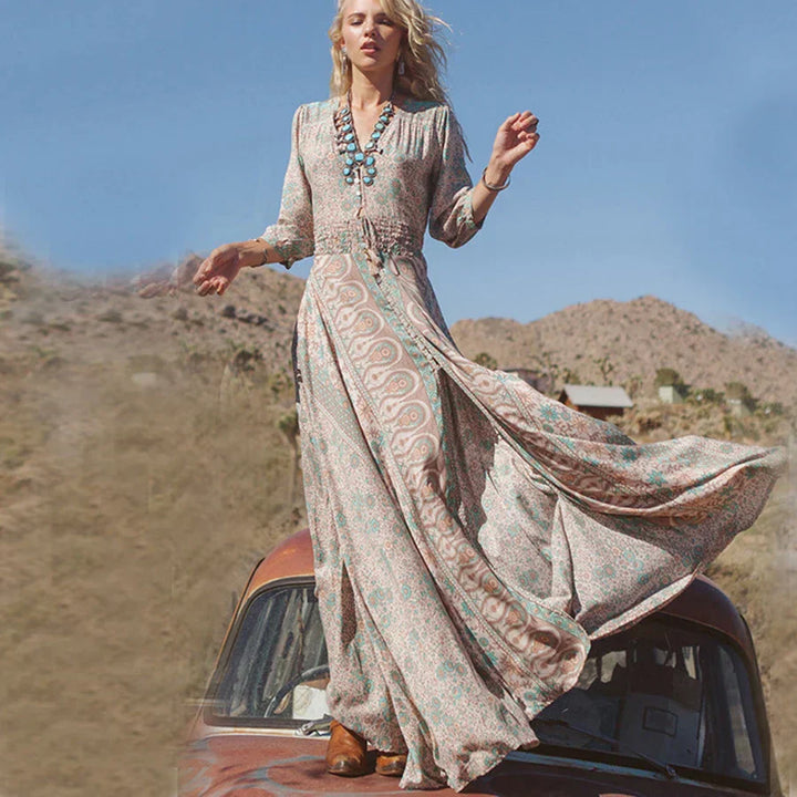 Laliara | European And American Women's Sexy Bohemian Print Dress