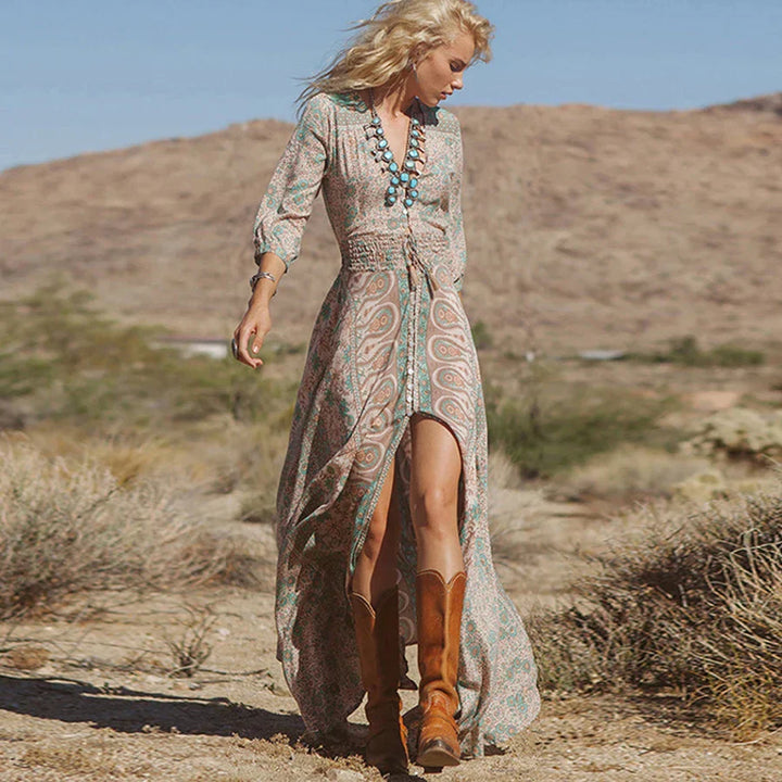Laliara | European And American Women's Sexy Bohemian Print Dress