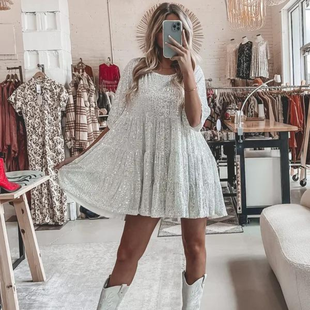 Siliala | Robe Sequin Col Rond Femme