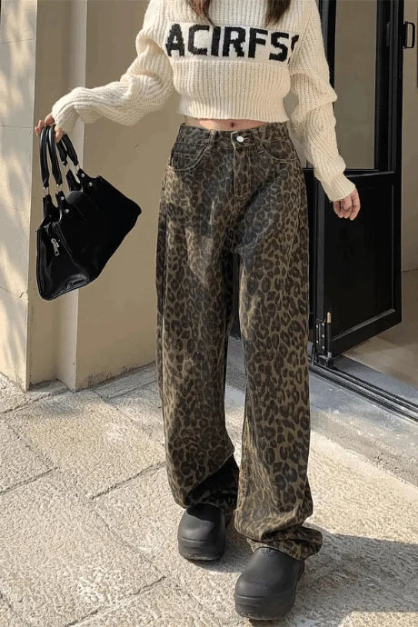Naliasa | Jean léopard vintage pour femme