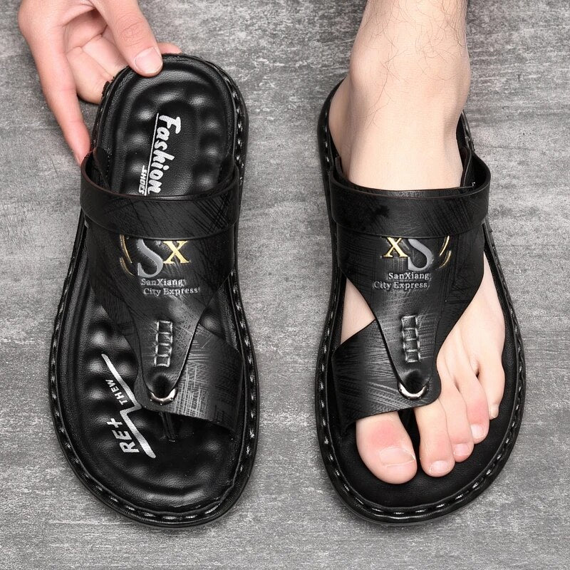 Sandales orthopédiques noir pour homme avec bride croisée, semelle souple et maintien optimal du pied