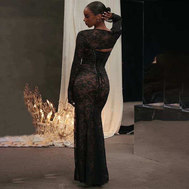 Seosiama | Maxi-robe avec broderie en dentelle et sling