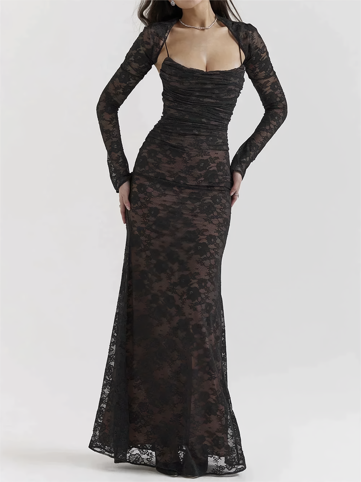 Seosiama | Maxi-robe avec broderie en dentelle et sling