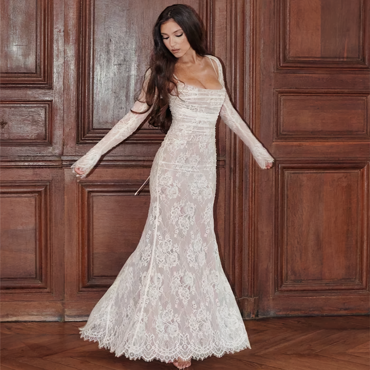 Seosiama | Maxi-robe avec broderie en dentelle et sling