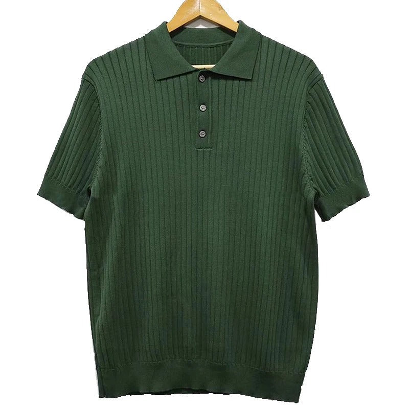 Noarran | Homme - Polo rétro en maille à revers et à rayures