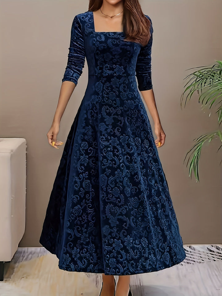 Laenasa | Robe formelle en velours floral pour femmes
