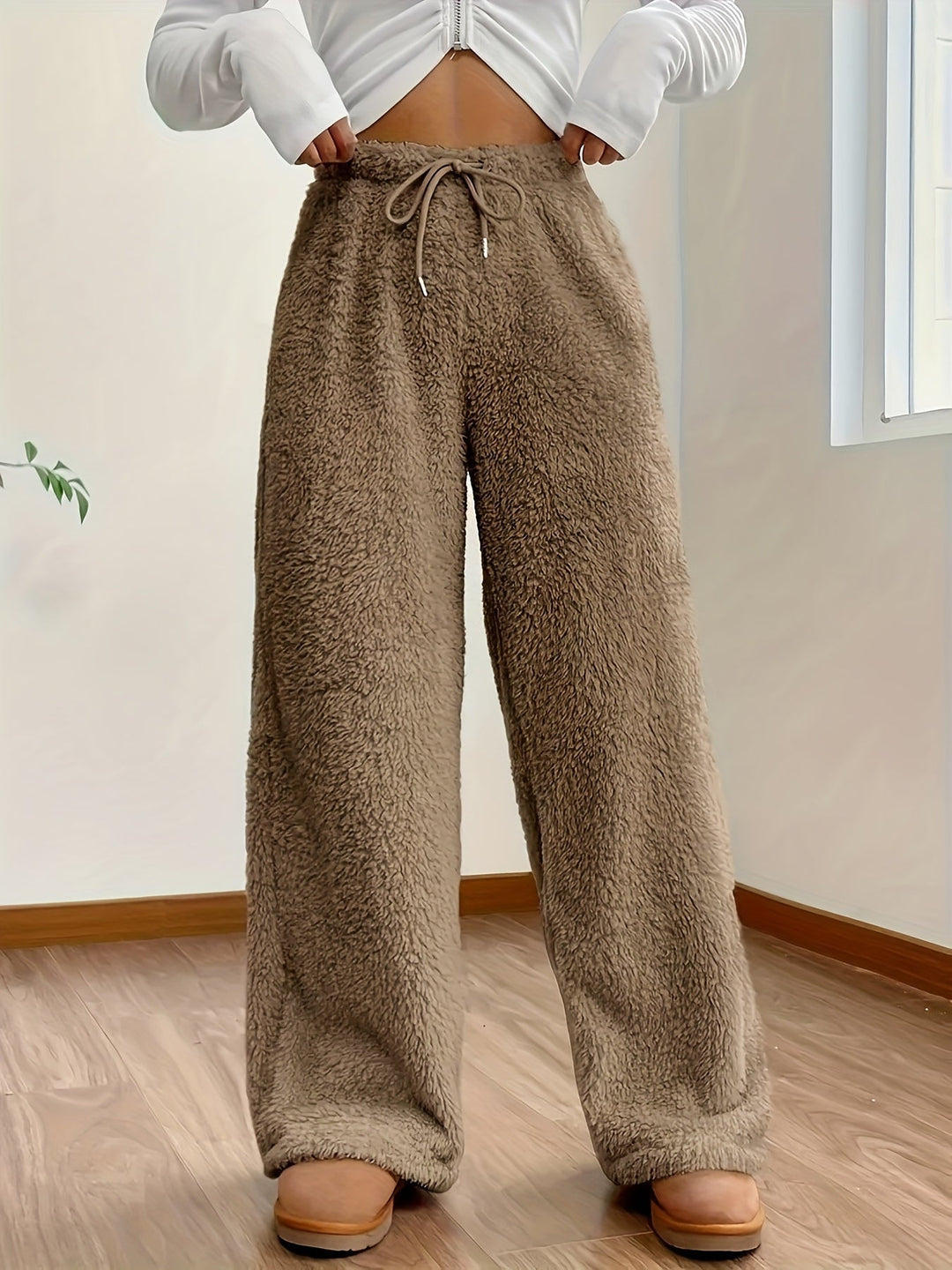 Veorana | Pantalon en peluche taille haute pour femmes