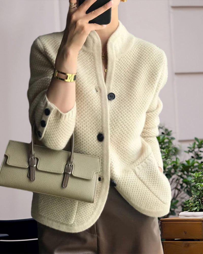 Vaanara | Veste en tricot uni avec col montant