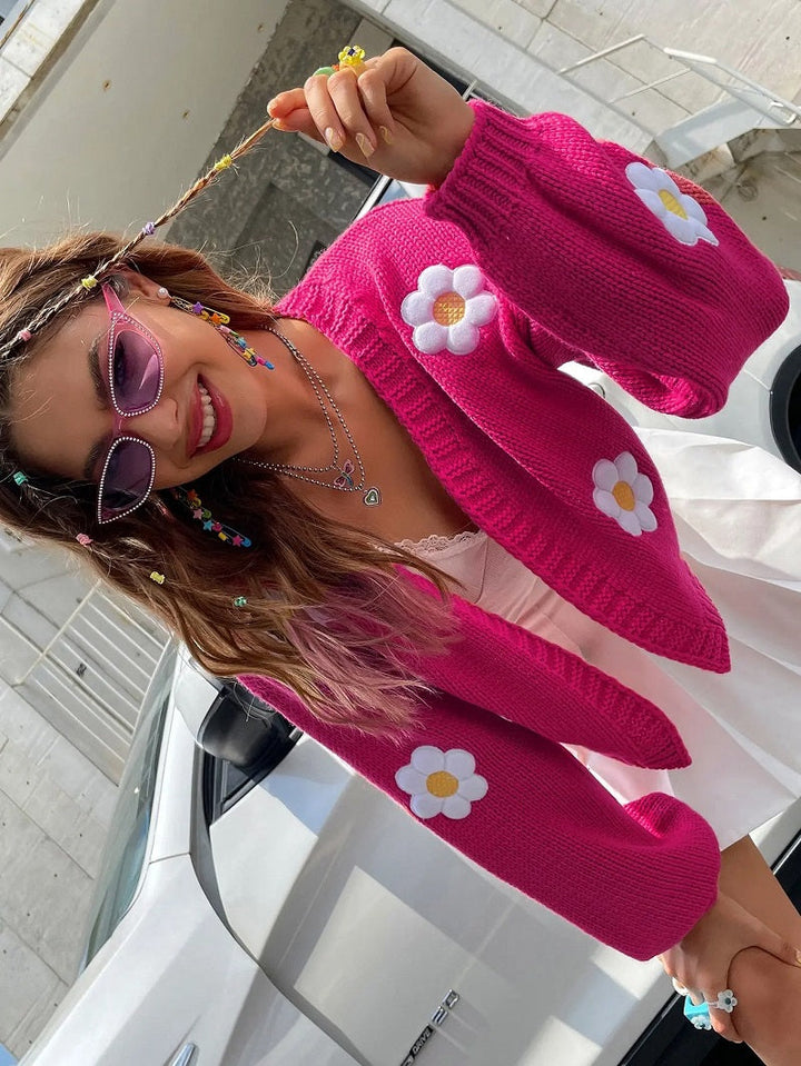 Leosiana | Cardigan en tricot fleuri pour femme